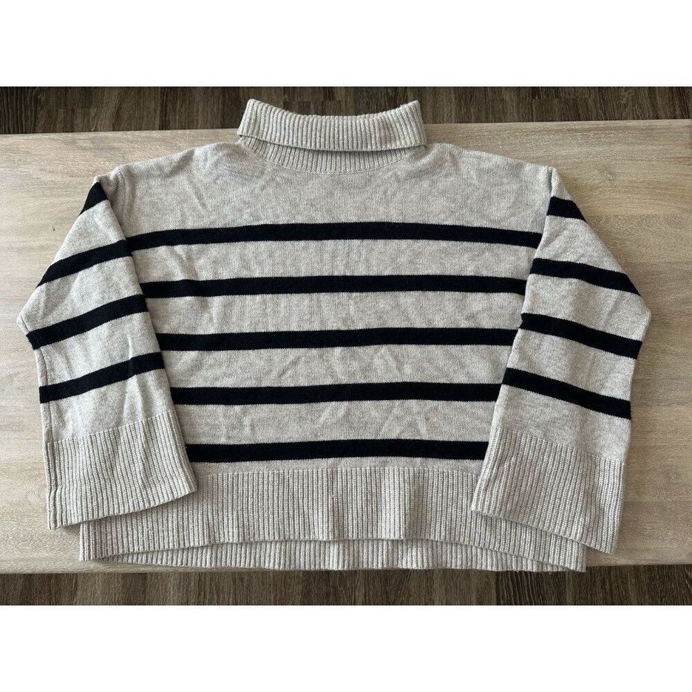 The Reset R Label The Magic Mockneck Sweater Tan and Black Stripes Size XL